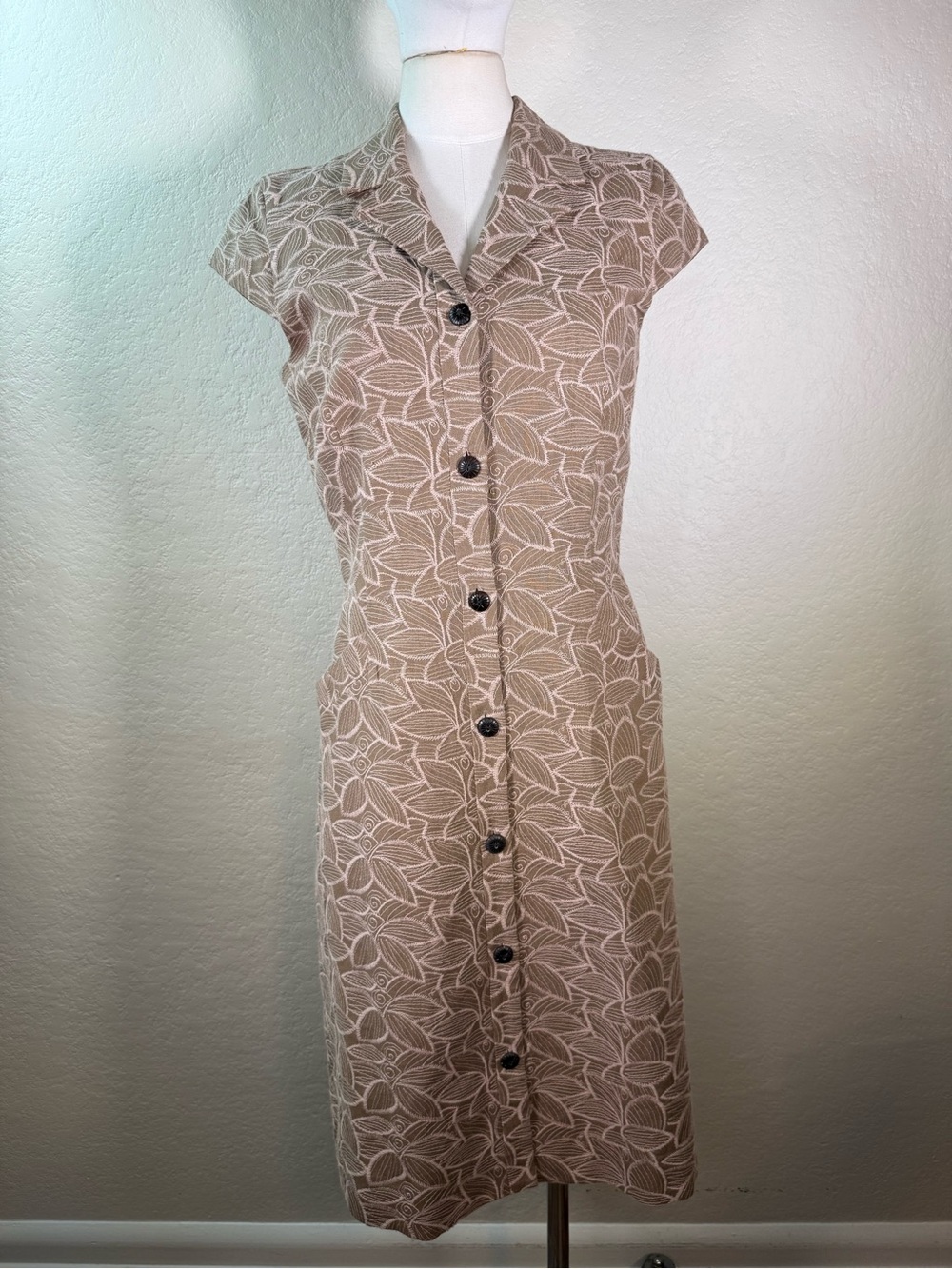 NEW NWT Oscar De La Renta Missy Dreams Embroidered Linen Safari Dress Size 8